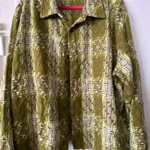 Urban Outfitters Olive Green Patterned Lightweight Shirt Jacket